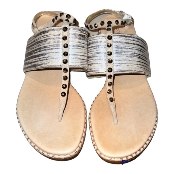 Donald J Pliner Lacy Light Bronze Metallic Studded Leather Sandals | Size 6.5 - Picture 2 of 6